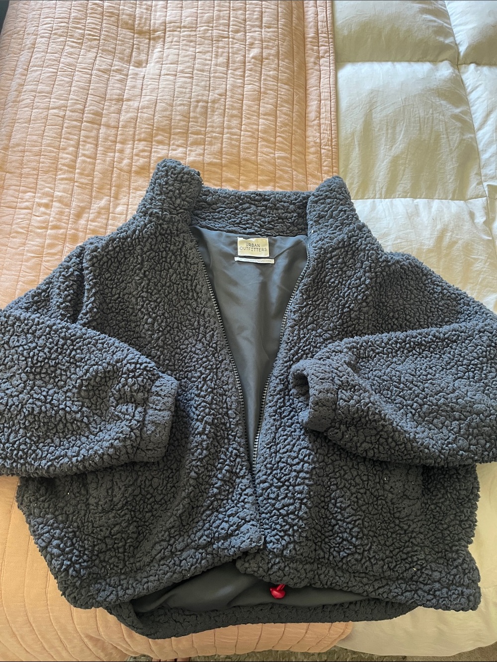 Urban Outfitters Charcoal Sherpa Zip Jacket